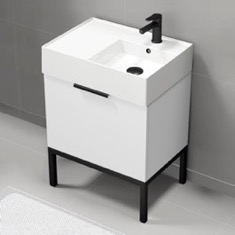 Modern Small Bathroom Vanity, 24 inch, Free Standing